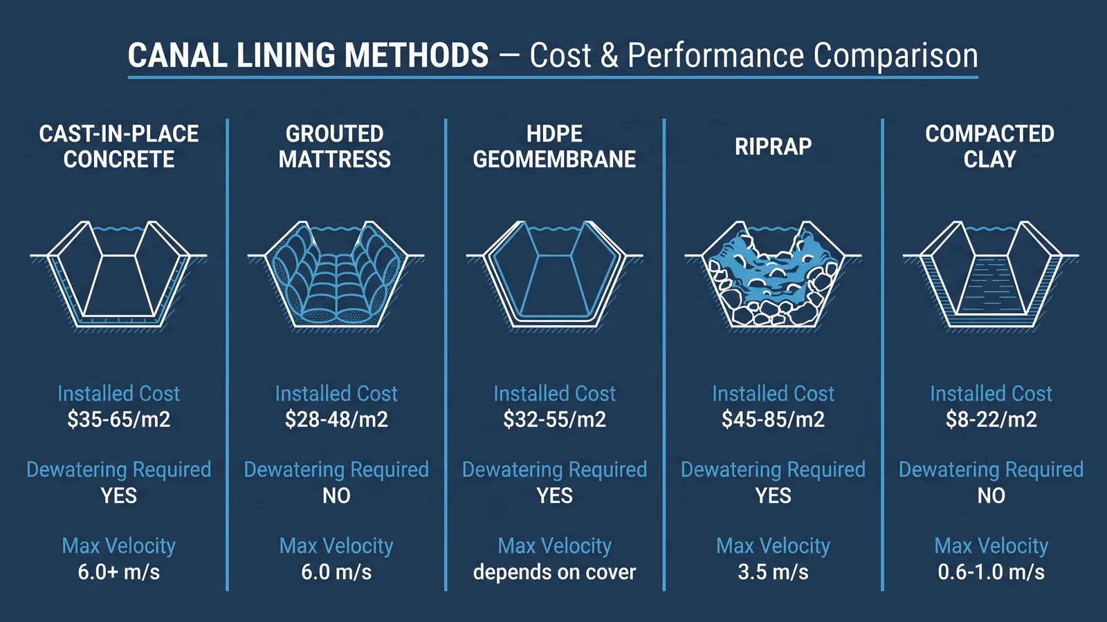 Canal Lining Methods: Cost & Performance Comparison 2026