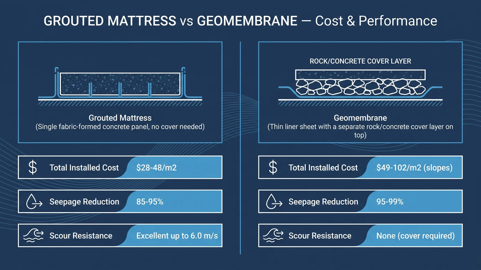 Grouted Mattress vs Geomembrane: Which Is Right?