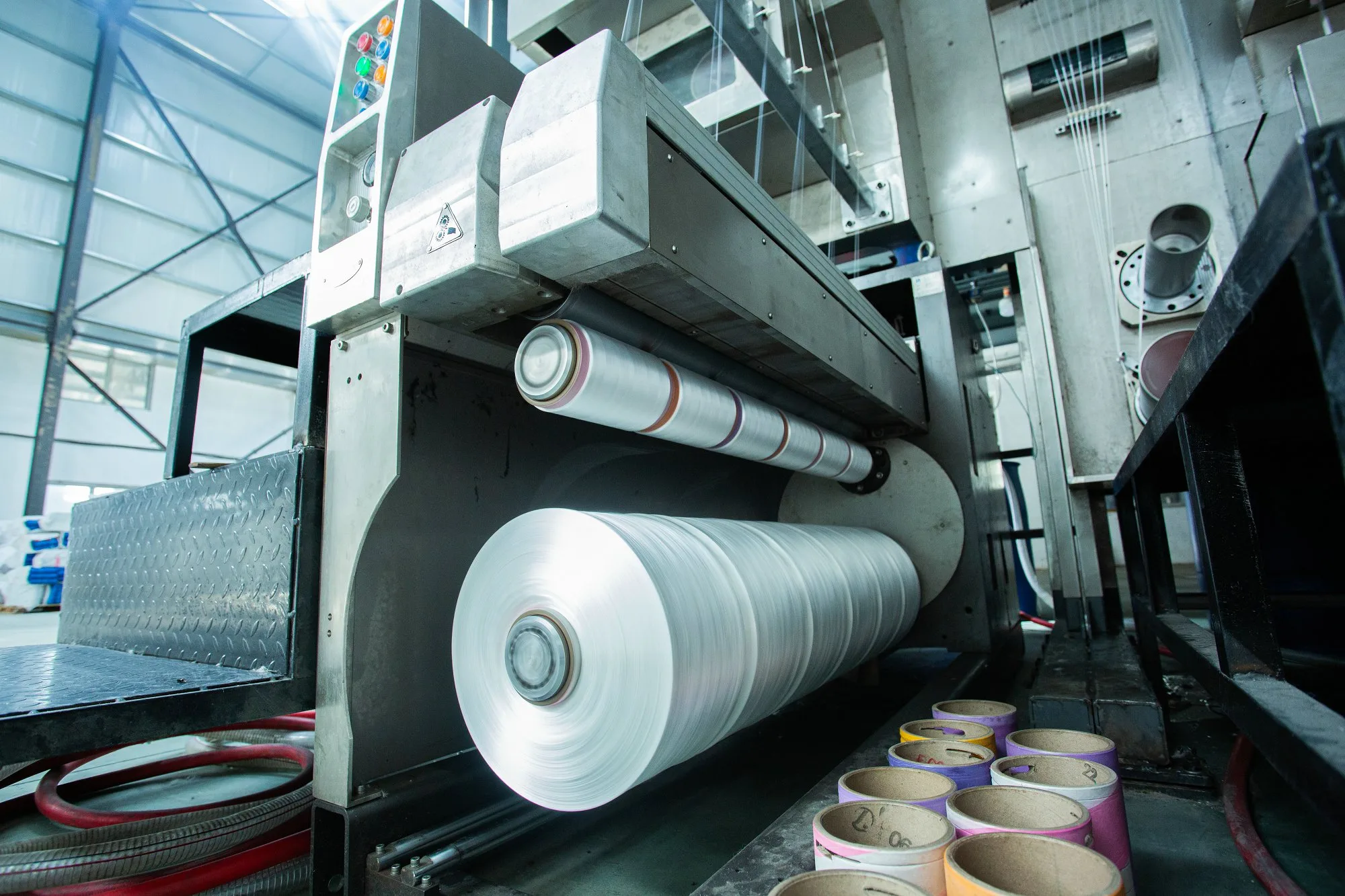 Fabric rolled on production drum