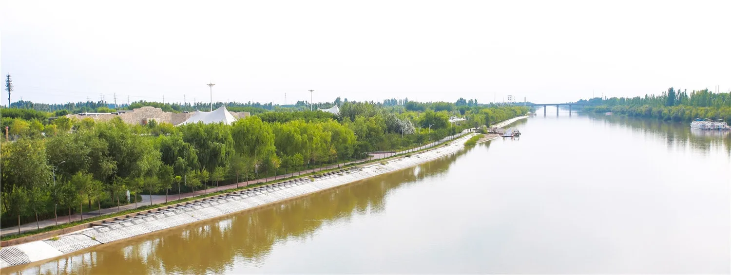 Grouted mattress river bank protection — urban river with completed revetment